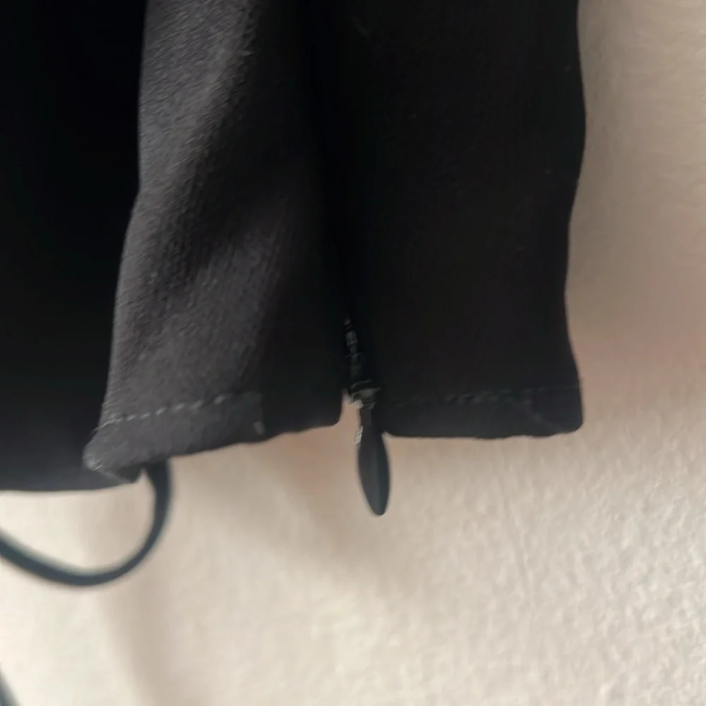 Zara black top long sleeve front open double lace left zipper up grunge Y2K
